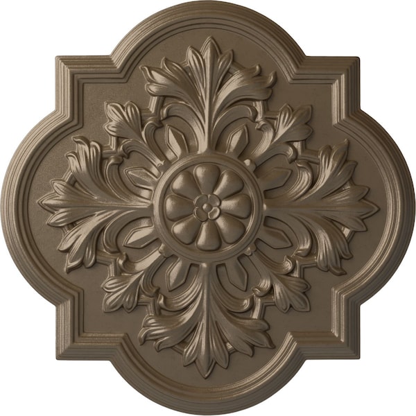 Ekena Millwork Bonetti Ceiling Medallion (Fits Canopies up to 5 1/8"), Hand-Painted Warm Silver, 20"OD x 1 3/4"P CM20BOWSS - main
